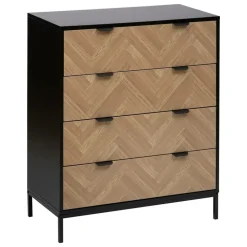 5 FIVE SIMPLY SMART - 5five - commode "chevrons" 4 tiroirs effet pin naturel et noir 95x80cm