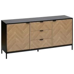 5 FIVE SIMPLY SMART - 5five - buffet "chevrons" 2 portes 3 tiroirs effet pin naturel 160x75cm