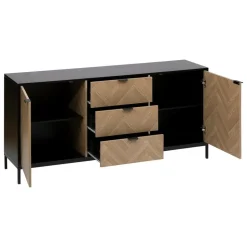 5 FIVE SIMPLY SMART - 5five - buffet "chevrons" 2 portes 3 tiroirs effet pin naturel 160x75cm