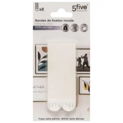 5 FIVE SIMPLY SMART - 5five - 8 bandes de fixation murale sans perçage blanc 9,3x1,9cm