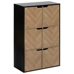 5 FIVE SIMPLY SMART - 5five - étagère "mix n door" 6 cases effet bois et noir 67,5x32cm