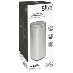 5 FIVE SIMPLY SMART - 5five - poubelle en métal gris 50l