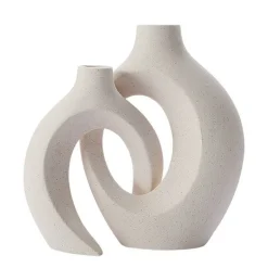 2 vases en céramique crème boho