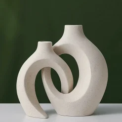 2 vases en céramique crème boho