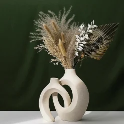 2 vases en céramique crème boho