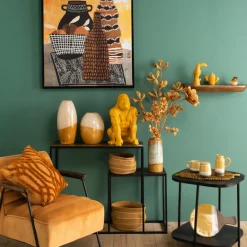 AMADEUS - Tige fleur artificielle Alma, coloris moutarde - H.89cm