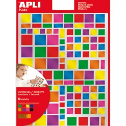 APLI - Gommettes (x756), sur 6 feuilles - Carrés, coloris métallisés assortis