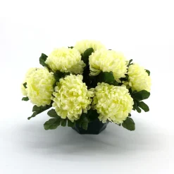 ARCHE DIFFUSION - Coupe de chrysanthèmes artificiels, 14 têtes - Blanc