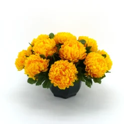 ARCHE DIFFUSION - Coupe de chrysanthèmes artificiels, 14 têtes - Jaune