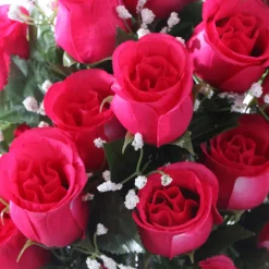 ARCHE DIFFUSION - Fleurs artificielles - bouquet funéraire fuchsia D.28 H.46cm