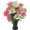 ARCHE DIFFUSION - Fleurs artificielles - bouquet funéraire rose crème H.44 D.38cm