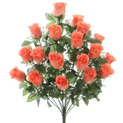 ARCHE DIFFUSION - Fleurs artificielles - bouquet saumon de roses et gypsophiles H.59cm