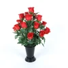 ARCHE DIFFUSION - Fleurs artificielles - bouquet funéraire rouge avec vase D.28 H.46cm