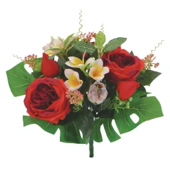 ARCHE DIFFUSION - Fleurs artificielles - bouquet rouge de roses et de fleurs H.41cm