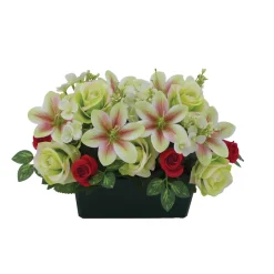 ARCHE DIFFUSION - Fleurs artificielles - coupe florale rouge H.29x46cm
