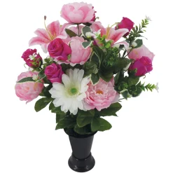 ARCHE DIFFUSION - Fleurs artificielles - bouquet funéraire fuchsia H.55 D.45cm