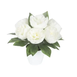 ARCHE DIFFUSION - Fleurs artificielles - pivoines blanches en pot H.26 D.27cm