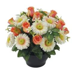 ARCHE DIFFUSION - Fleurs artificielles - coupe florale saumon H.29 D.32cm