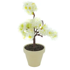 ARCHE DIFFUSION - Fleurs artificielles - cerisier blanc en pot terre cuite H.37 D.19cm