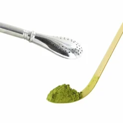 AROMANDISE - Cuillère à thé matcha chashaku + paille inox avec filtre