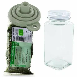 AROMANDISE - Flacon à épices poudreur + entonnoir + feuilles de coriandre bio 15 g