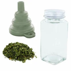 AROMANDISE - Flacon à épices poudreur + entonnoir + feuilles de coriandre bio 15 g