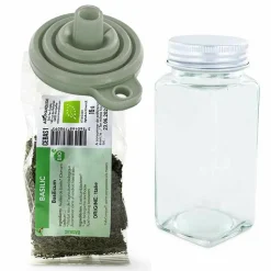 AROMANDISE - Flacon à épices poudreur + entonnoir + basilic bio 15 g