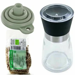 AROMANDISE - Moulin à épices, entonnoir et coriandre en graine bio