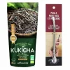 AROMANDISE - Sachet de thé bio japonais kukicha 80 g + paille inox avec filtre