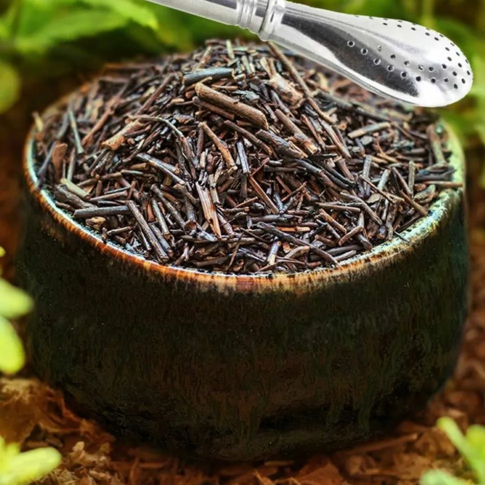 AROMANDISE - Sachet de thé bio japonais kukicha 80 g + paille inox avec filtre