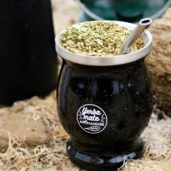 AROMANDISE - Tasse noire et bombilla à maté - 230 ml