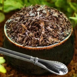 AROMANDISE - Thé vert bio japonais bancha hojicha 30 g + paille inox avec filtre