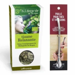 AROMANDISE - Tisane bio relaxante + paille inox avec filtre