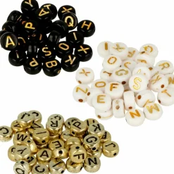 ARTEMIO - 900 perles alphabet blanc/ noir/ doré