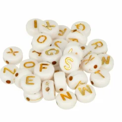 ARTEMIO - 900 perles alphabet blanc/ noir/ doré