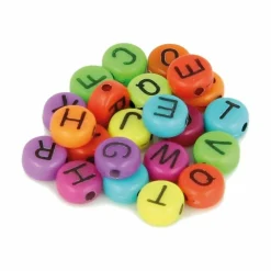 ARTEMIO - 300 perles alphabet 7 mm - couleurs fluos