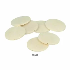 ARTEMIO - 30 perles en bois rondes plates 40 mm