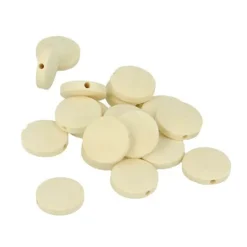 ARTEMIO - 17 perles en bois rondes plates 15 x 4 mm