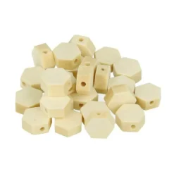 ARTEMIO - 25 perles en bois hexagonales 10 x 5 mm