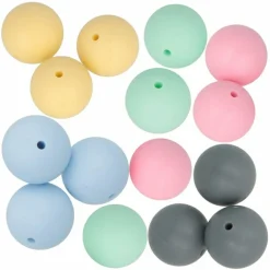 ARTEMIO - 15 perles en silicone rondes 15 mm - multicolore