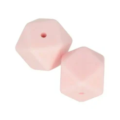 ARTEMIO - 2 perles silicone hexagonales - 17 mm - rose poudré