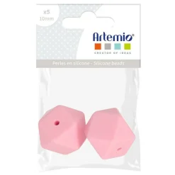 ARTEMIO - 2 perles silicone hexagonales - 17 mm - rose