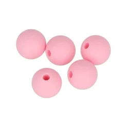 ARTEMIO - 5 perles silicone rondes - 10 mm - rose