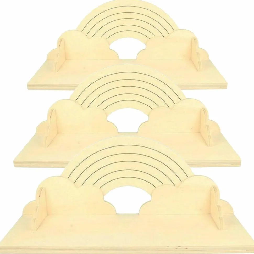 ARTEMIO - 3 étagères en bois arc-en-ciel 40 cm