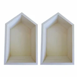 ARTEMIO - 2 étagères en bois maison 22,5 x 14 x 10 cm