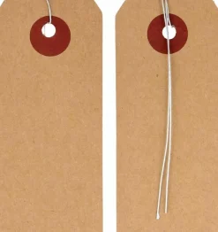 ARTEMIO - 250 étiquettes kraft 9 x 4 cm avec fil métallique