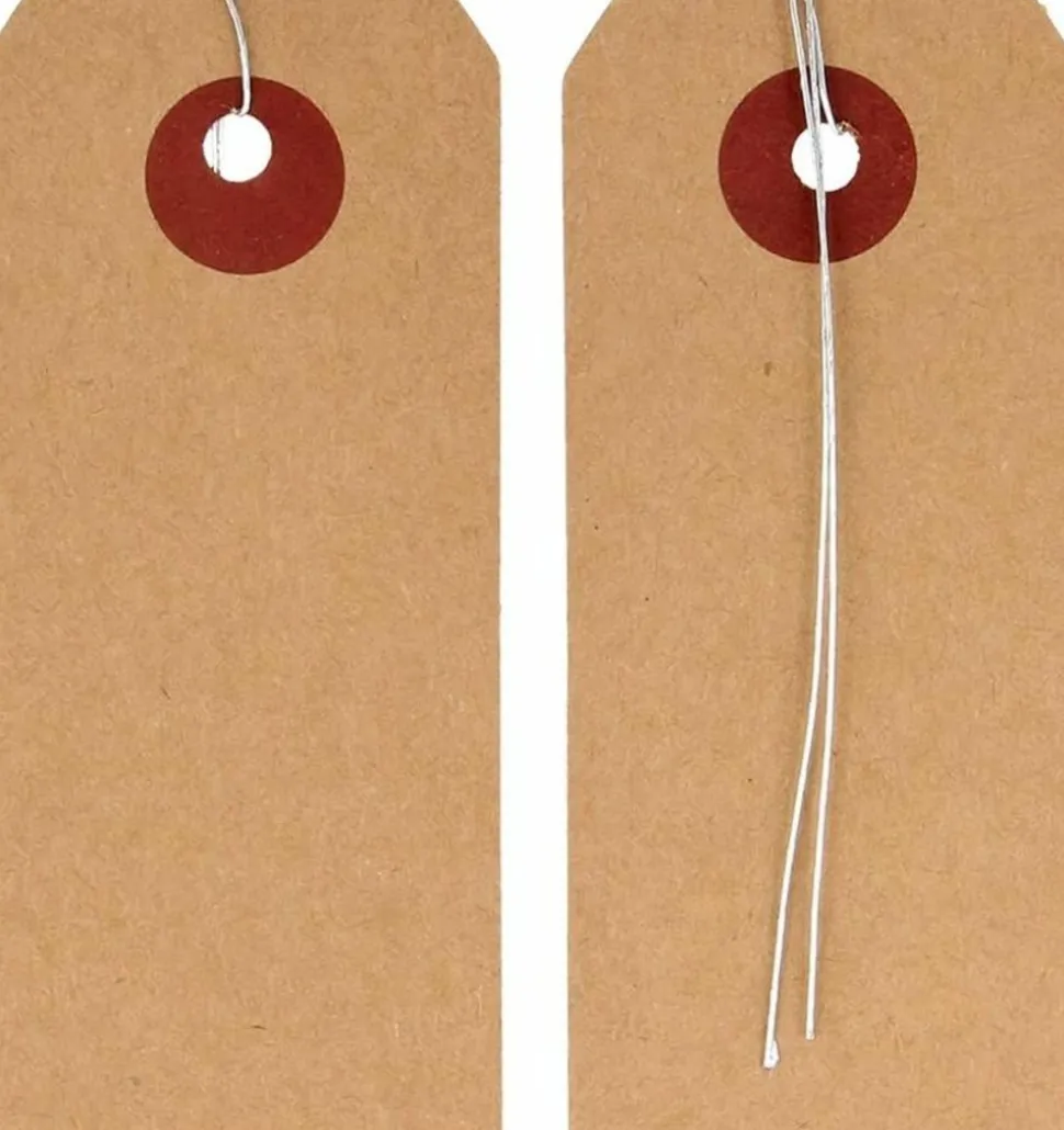 ARTEMIO - 250 étiquettes kraft 9 x 4 cm avec fil métallique