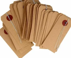 ARTEMIO - 200 étiquettes kraft 9 x 4 cm avec fil métallique