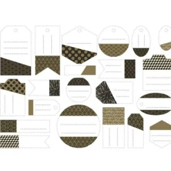 ARTEMIO - 21 étiquettes perforées - noir, doré & blanc