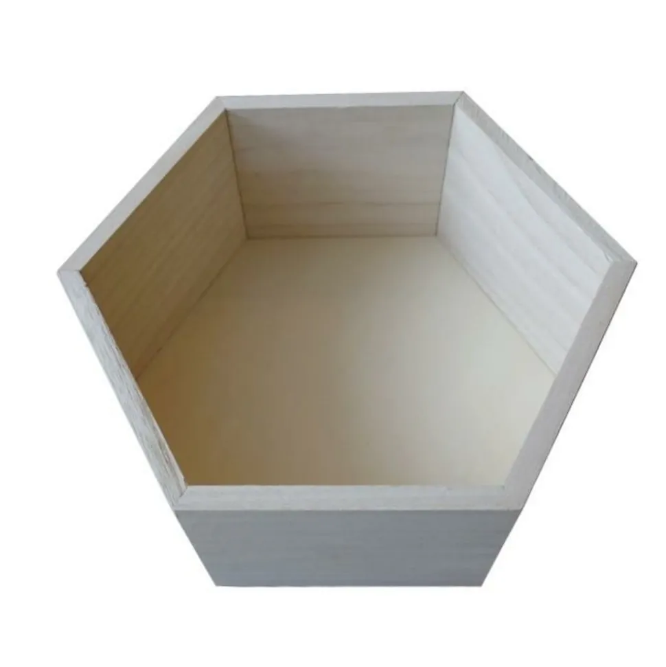 ARTEMIO - Etagère hexagone en bois 24 x 21 x 10 cm